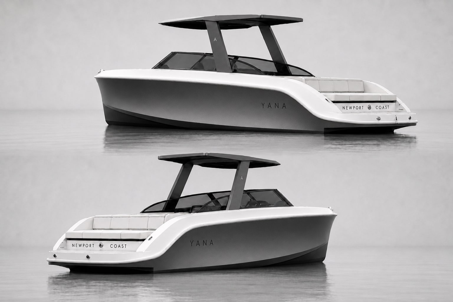 User-provided two-view grey and white YANA vessel concept render